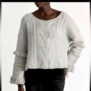 One Teaspoon Fringed knit sweater grey size XS
